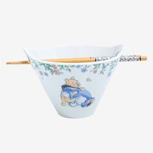 Floral Ceramic Bowl with Chopsticks